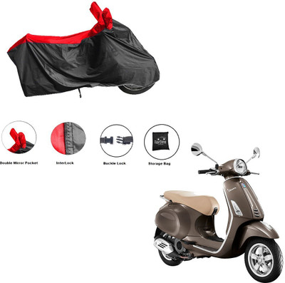 RiderShine Waterproof Two Wheeler Cover for Piaggio(Vespa VXL 125, Black, Red)