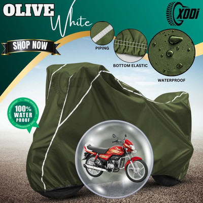 xodi Waterproof Two Wheeler Cover for Hero(HF Deluxe BS6, Green, White)