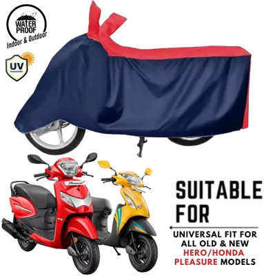 ZAQE Waterproof Two Wheeler Cover for Hero(Pleasure+ 110, Blue, Red)