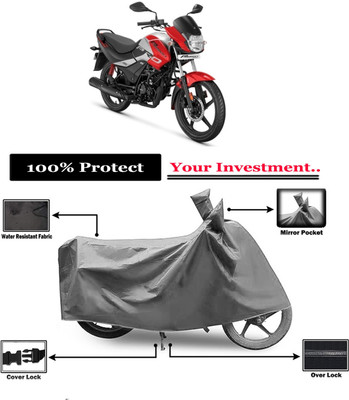 Amexride Two Wheeler Cover for Hero(Passion Pro i3S, Grey)