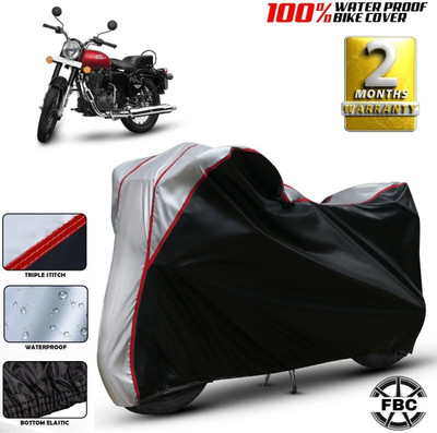 FBC Waterproof Two Wheeler Cover for Royal Enfield(Bullet 350, Black, Silver)