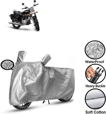 CODOKI Waterproof Two Wheeler Cover for Royal Enfield(Bullet 350 New BS6, Silver)