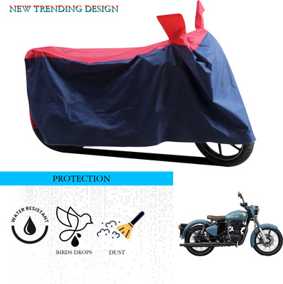 SnehaSales Waterproof Two Wheeler Cover for Royal Enfield(Classic 350 Signals, Black, Red)