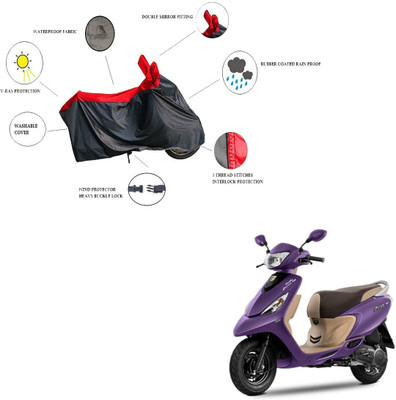 RiderShine Waterproof Two Wheeler Cover for TVS(Scooty Zest 110, Black, Red)