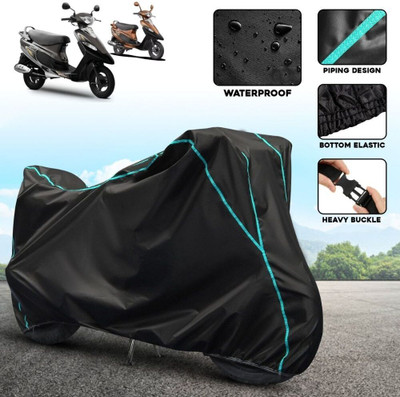 AutoGalaxy Waterproof Two Wheeler Cover for TVS(Scooty Pep+, Black, Blue)
