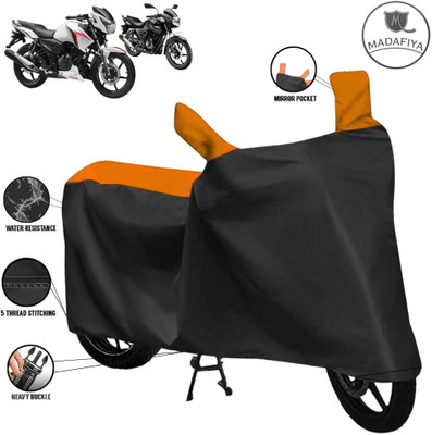 MADAFIYA Waterproof Two Wheeler Cover for TVS(Apache, Black, Orange)