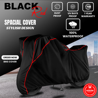 THE AACRC Waterproof Two Wheeler Cover for Hero(HF Deluxe, Black, Red)