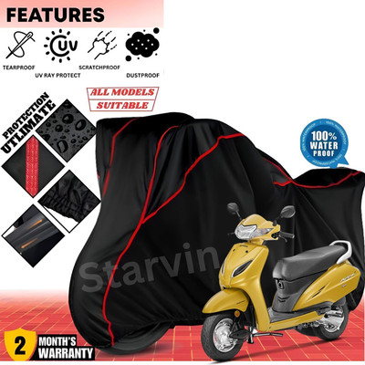 OliverX Waterproof Two Wheeler Cover for Honda(Activa, Black, Red)