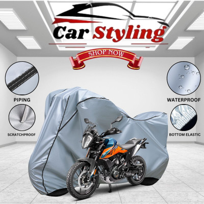 Car Styling Waterproof Two Wheeler Cover for KTM(390 Adventure, Silver, Black)