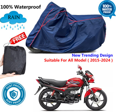 AutoGalaxy Waterproof Two Wheeler Cover for Hero(Passion Plus, Blue, Red)