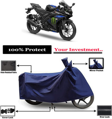 Amexride Two Wheeler Cover for Yamaha(YZF R15 V3 Moto GP Edition BS6, Blue)
