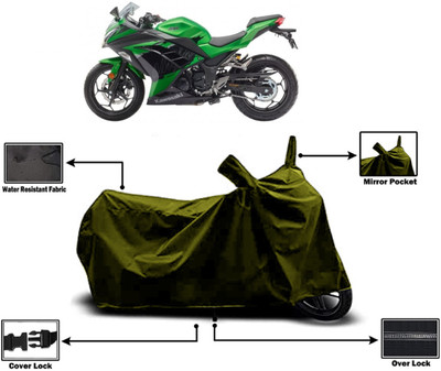 Amexride Two Wheeler Cover for Kawasaki(Ninja, Green)
