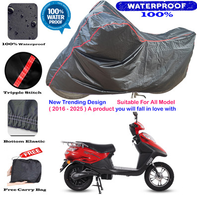 OliverX Waterproof Two Wheeler Cover for Hero(Electric Flash BS6, Black, Red)