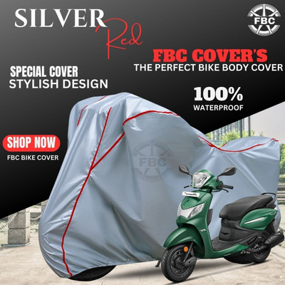 FBC Waterproof Two Wheeler Cover for Hero(Pleasure, Silver, Red)