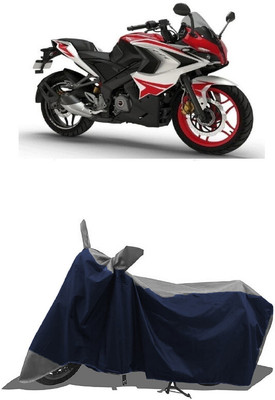 SUGASHRI Waterproof Two Wheeler Cover for Bajaj(Pulsar RS200 BS6, Grey, Blue)