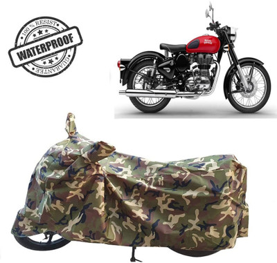 ROYAL AUTO MART Waterproof Two Wheeler Cover for Royal Enfield(Classic 350, Green, Multicolor)