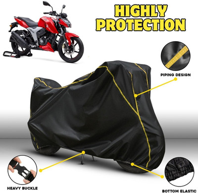 AutoGalaxy Waterproof Two Wheeler Cover for TVS(Apache, Black, Yellow)