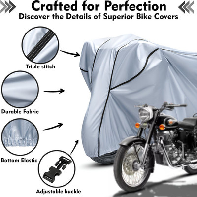 AutoGalaxy Waterproof Two Wheeler Cover for Royal Enfield(Bullet, Silver, Black)