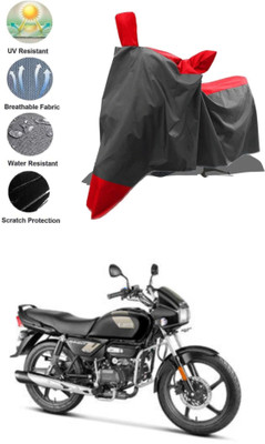 RAQTRO Waterproof Two Wheeler Cover for Hero(Splendor Plus, Black, Red)