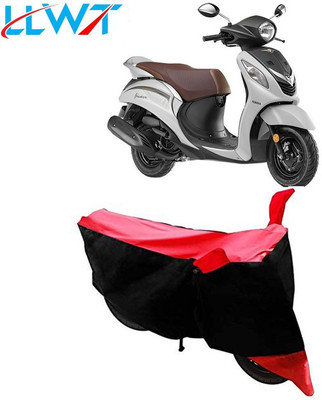 KPIND Waterproof Two Wheeler Cover for Yamaha(Fascino, Black, Red)