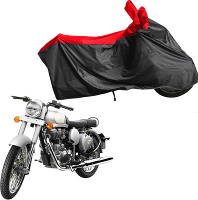 RiderShine Waterproof Two Wheeler Cover for Royal Enfield(Classic 350, Black, Red)