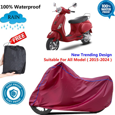AutoGalaxy Waterproof Two Wheeler Cover for Vespa(VXL 125 BS6, Maroon)