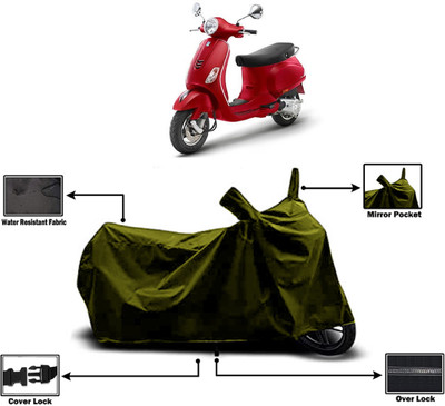 Amexride Two Wheeler Cover for Vespa(ZX 125, Green)