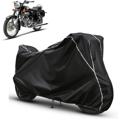 OliverX Waterproof Two Wheeler Cover for Royal Enfield(Bullet, Black, White)