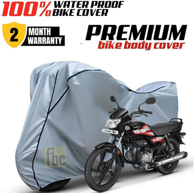 FBC Waterproof Two Wheeler Cover for Hero(HF Deluxe BS6, Silver, Black)