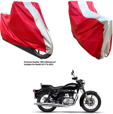 AutoGalaxy Waterproof Two Wheeler Cover for Royal Enfield(Bullet 350, Silver, Red)