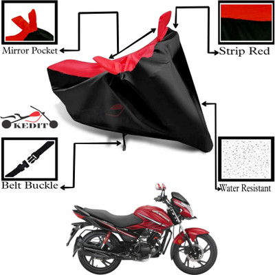 KEDIT Two Wheeler Cover for Hero(Glamour i3s, Red, Black)