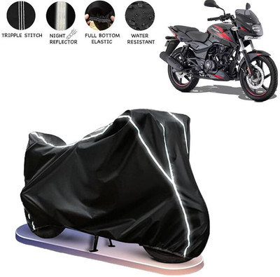 BOTAUTO Waterproof Two Wheeler Cover for Bajaj(Pulsar 150, Black, White)
