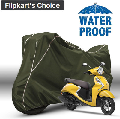 xodi Waterproof Two Wheeler Cover for Yamaha(Fascino, Green, White)