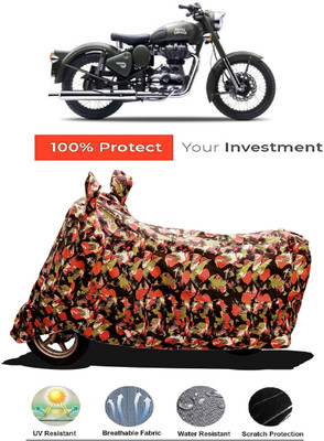 Amexride Two Wheeler Cover for Royal Enfield(Battle Green, Multicolor)