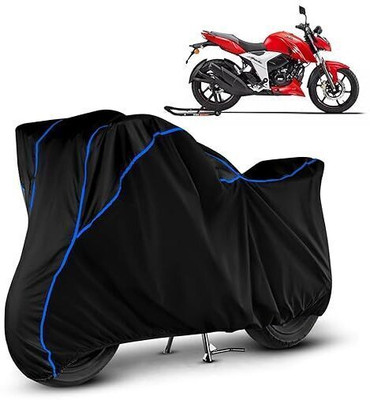 DeepShakshi AUTOMOTIVE Waterproof Two Wheeler Cover for TVS(Apache RTR 160 4V, Black, Blue)