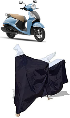 Amexride Two Wheeler Cover for Yamaha(Fascino 125 BS6, Black, White)