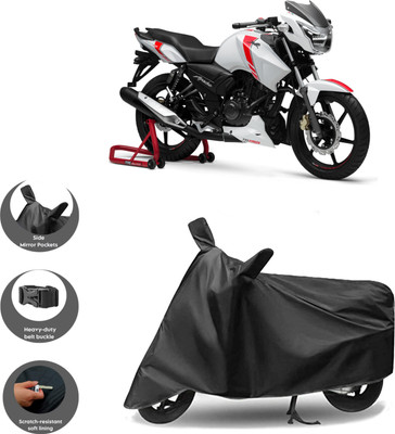 HWSXQAE Waterproof Two Wheeler Cover for Universal For Bike(Apache RTR 160, Black)