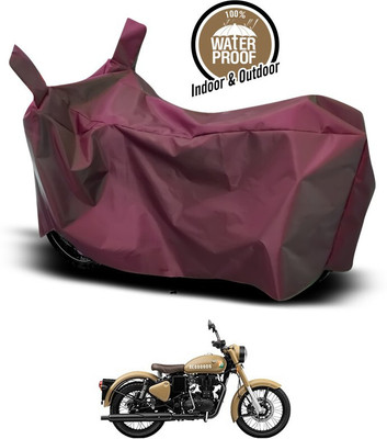 SEBONGO Waterproof Two Wheeler Cover for Royal Enfield(Classic 350 Signals, Maroon)
