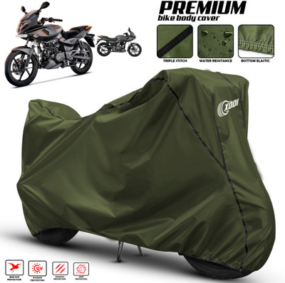 xodi Waterproof Two Wheeler Cover for Bajaj(Pulsar 180F, Green, Black)