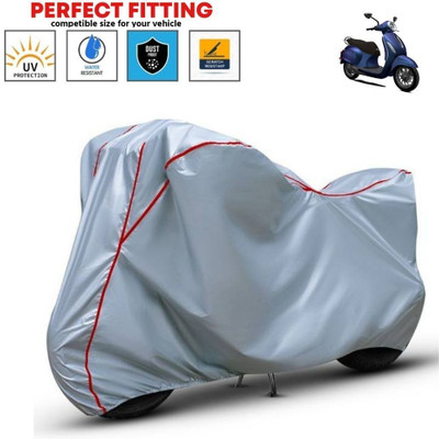 Auto Udaan Waterproof Two Wheeler Cover for Universal For Bike(Chetak, Silver, Red)