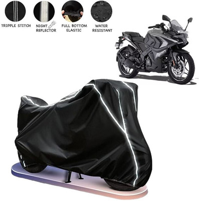 BOTAUTO Waterproof Two Wheeler Cover for Bajaj(Pulsar RS 200, Black, White)