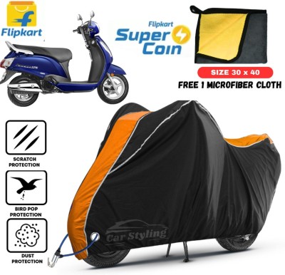 Car Styling Waterproof Two Wheeler Cover for Suzuki(Access, Black, Orange)