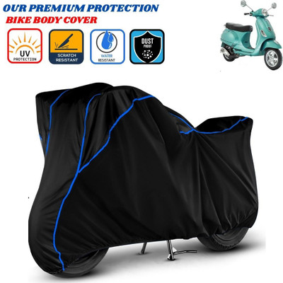 Delphinium Waterproof Two Wheeler Cover for Vespa(Vespa, Black, Blue)