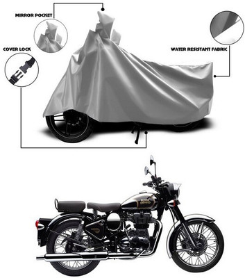 ANTHUB Waterproof Two Wheeler Cover for Royal Enfield(Classic Chrome, Silver)
