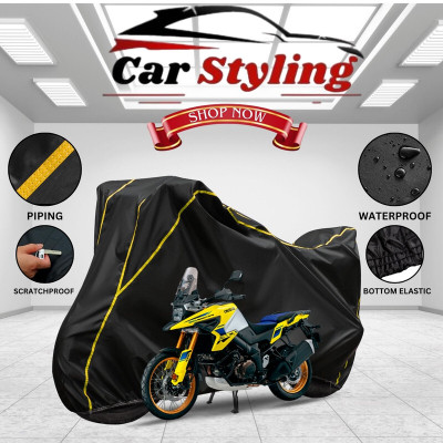 Car Styling Waterproof Two Wheeler Cover for Suzuki(V Strom 650, Black, Yellow)