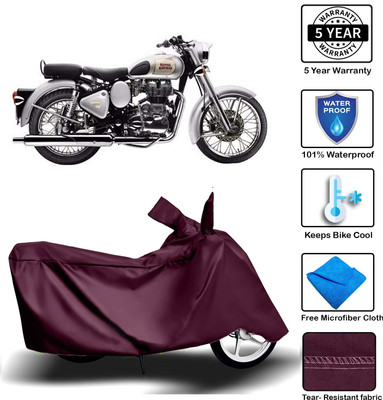 MISSION COLLECTION Waterproof Two Wheeler Cover for Royal Enfield(Classic 350, Maroon)