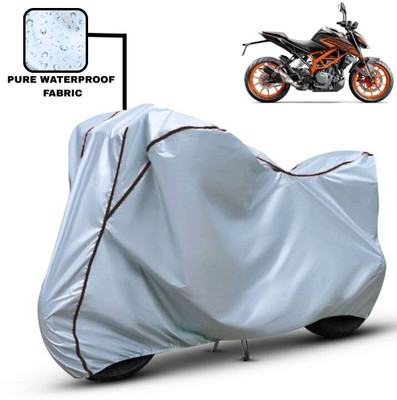 Delphinium Waterproof Two Wheeler Cover for KTM(250 Duke, Silver, Black)
