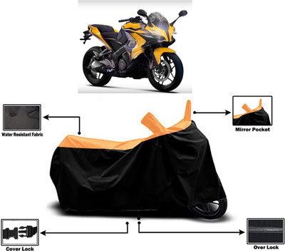Amexride Two Wheeler Cover for Bajaj(Pulsar SS400, Orange)