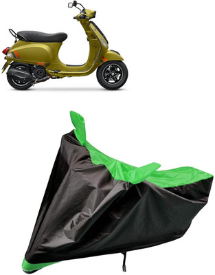 aksmit Two Wheeler Cover for Vespa(Black, Green)
