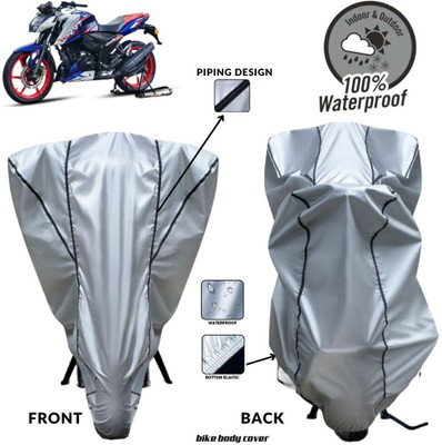 MADAFIYA Two Wheeler Cover for TVS(Apache RTR 165 RP, Silver, Black)